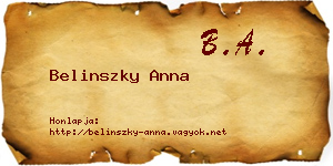 Belinszky Anna névjegykártya